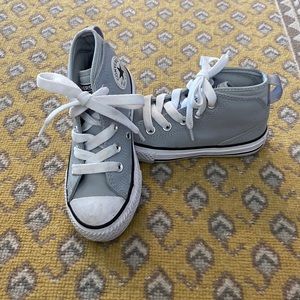 Kids Gray leather high top converse size 11